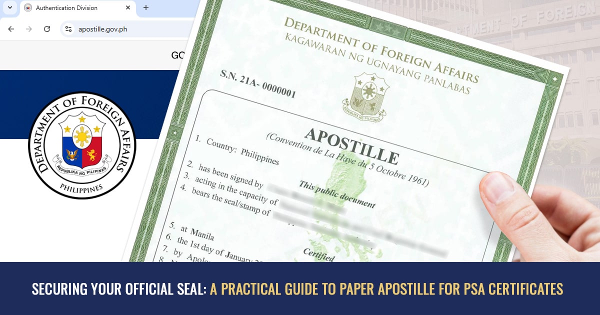 DFA Apostille PSA birth certificate